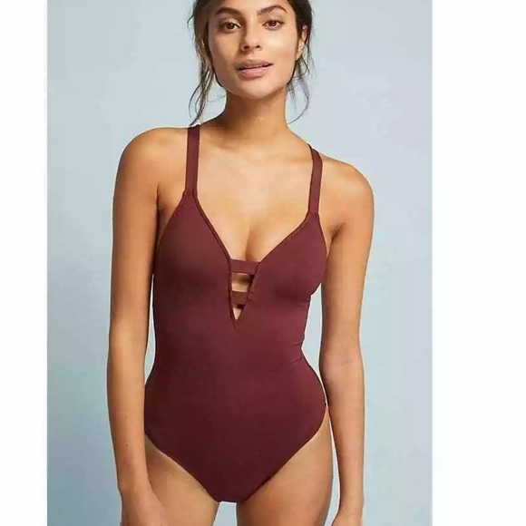 Seafolly Other - NWT $149 SEAFOLLY PLUM Active Deep V one piece